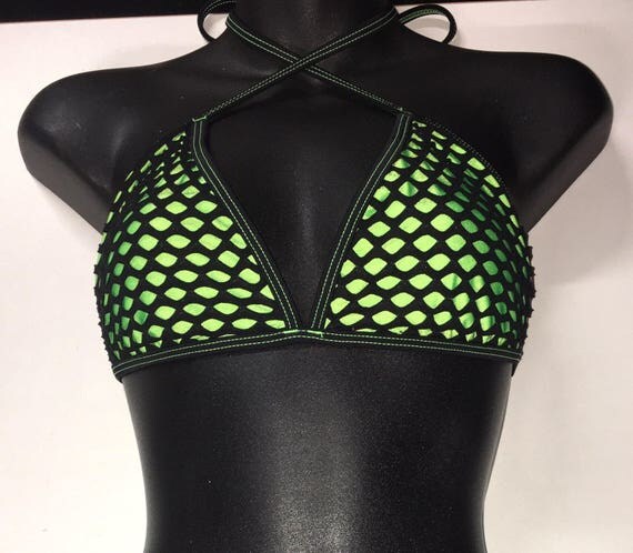 ONEofaKIND *** MissManeater VANDALIZE thin bind fixed triangle boutique bikini top ***MAX coverage!