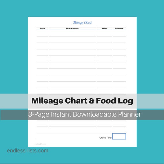 items-similar-to-mileage-chart-and-food-log-full-size-printable-pdf-digital-download-on-etsy