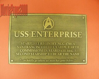 Star Trek uss Enterprise dedication plaque prop replica