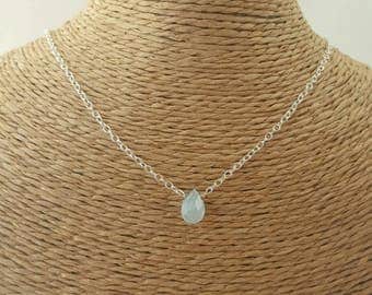 Aquamarine necklace, aquamarine jewellery, sterling silver necklace, March birthstone, delicate necklace, gifts for her, March birthday gift