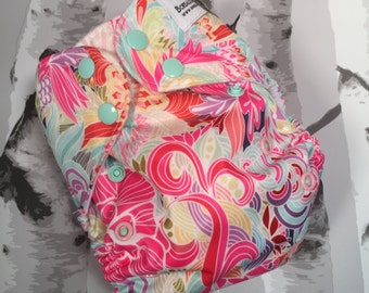 One size cloth diapers. One size pocket diaper, OS pocket diaper, pink floral cloth diaper, OS cloth diaper,