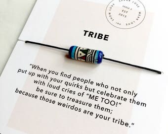 Tribe Tribal Hand-painted Bead Bracelet/ Bridesmaid Gift/ layering bracelet/ Friendship Bracelet/ Love My Tribe Bracelet/