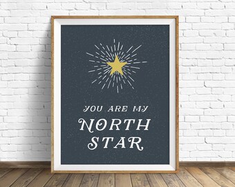 art print, instant download printable art, printable quote, typography print, typography art print, large art, wall art - "My North Star"