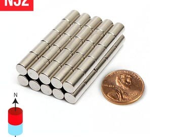 50pcs 6mm x 10mm - 1/4" x 3/8" N52 Super Strong Rare Earth Neodymium Cylinder Crafts Fridge Magnets