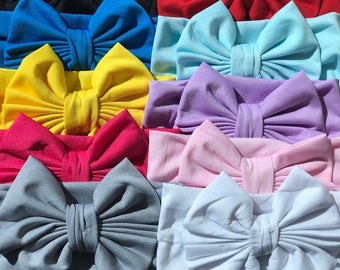 Set of 10 Messy Bow Headbands, Big Wide Bow Turban Headbands, Baby Toddler Girls Headbands, Girls Head Wrap, Big Bow Headbands