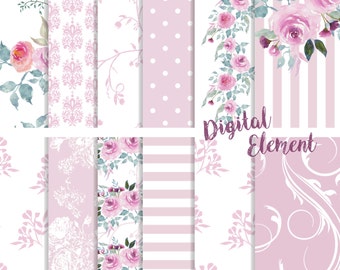Digital Scrapbook Paper, Lilac and Lavender Watercolor Paper, Lilac Floral Paper, Wedding and Scrapbook Paper. No. P166