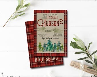 Lumberjack Birthday Invitations Lumberjack First Birthday Invitation Printable - Lumberjack Invite - Plaid Birthday Invitation