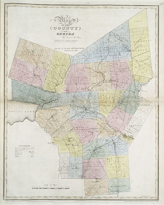 1829 Map of Oneida County New York