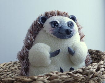Hedgehog OOAK art doll animal handmade plush ooak gift cute home decor doll