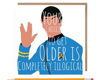 Star Trek Spock Card • Spock Birthday Card • Star Trek Card • spock Card • Leonard Nimoy • Star Trek Birthday Card