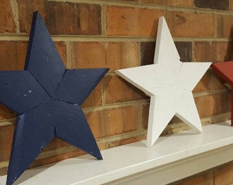 Reclaimed wood red white and blue stars