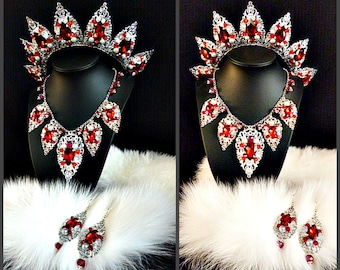 silver red siam tiara crown and earrings necklace jewelry baroque halloween wedding bridal set gift for - Halloween Wedding Centerpieces silver red siam tiara crown and earrings necklace jewelry baroque halloween wedding bridal set gift for - Halloween Wedding Centerpieces
