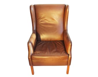 Danish MCM Wingback Leather Chair