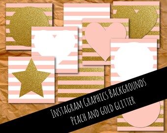 Instagram graphics, peach and gold, glitter, graphics, Instagram template, Instagram images, Instagram photos, branding, digital