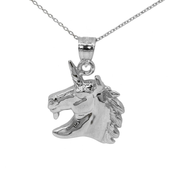 925 Sterling Silver Unicorn Head Necklace