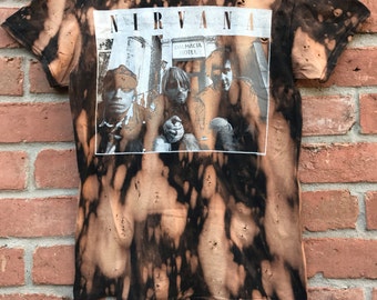 Destroyed Nirvana Kurt Cobain Grunge Punk Band T-Shirt Small Unisex