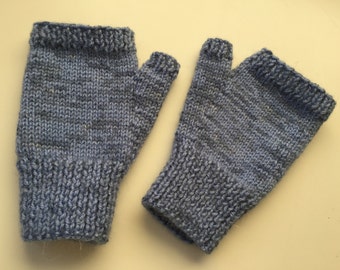 Soft snug hand knitted fingerless mitts - size S