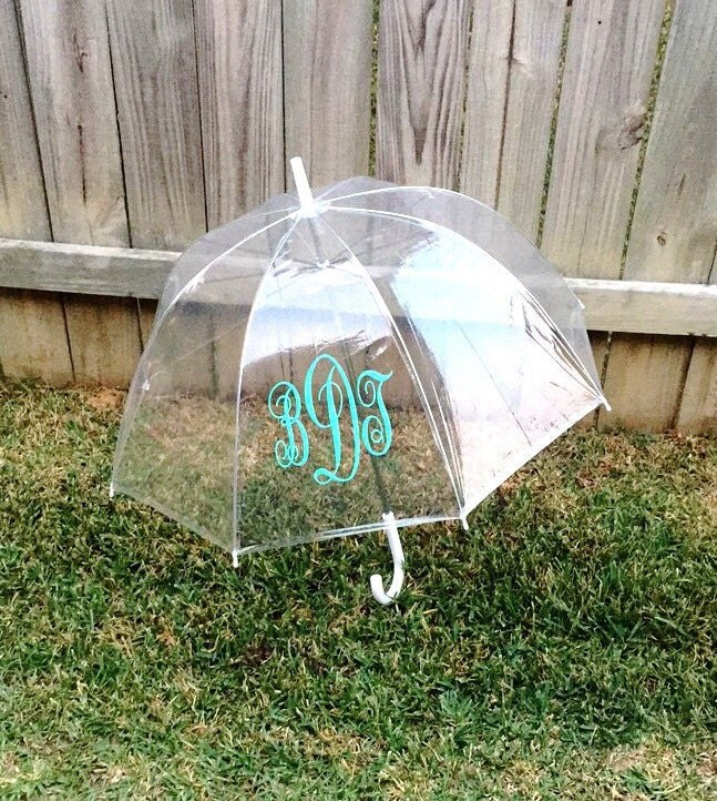 Adult Size Monogrammed Umbrella. Bubble Clear Umbrella.