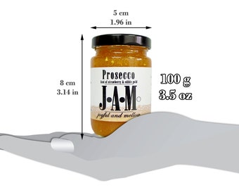 Christmas Gift. Prosecco JAM spread with a hint of strawberry and edible gold 100g or 200g. Prosecco lover. Birthday Gift. Teacher's Gift.