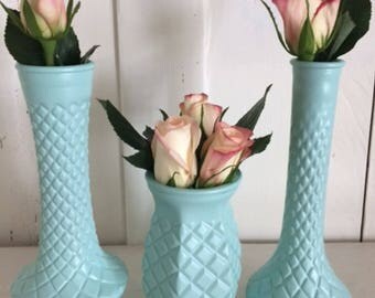 Milk glass vases-Pineapple Glass Vases-Milk glass Wedding Decor- Milk glass Centerpiece-Bud vases