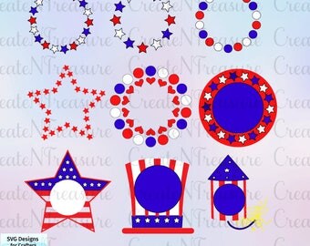 4th of July Monogram Frames svg, Independence Day svg, patriotic svg . SVG, DXF, PNG Cutting file for Silhouette and Cricut.