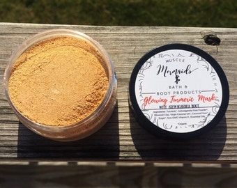 Turmeric Face Mask - Organic Turmeric Scrub - Glowing Turmeric Mask - with Ashwagandha Root 2 or 4 oz