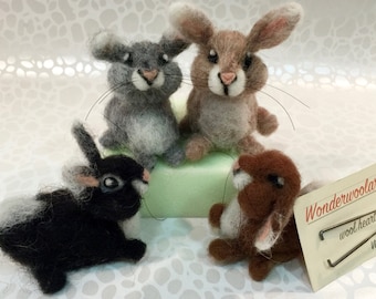 Bunny needle felting kit, rabbit needle felting kit, DIY felting kit, DIY bunny, felting Easter kit, wool bunny, wool rabbit, felted rabbit