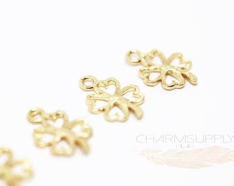 10 PCS Gold Plated Four Leaf Clover Charm