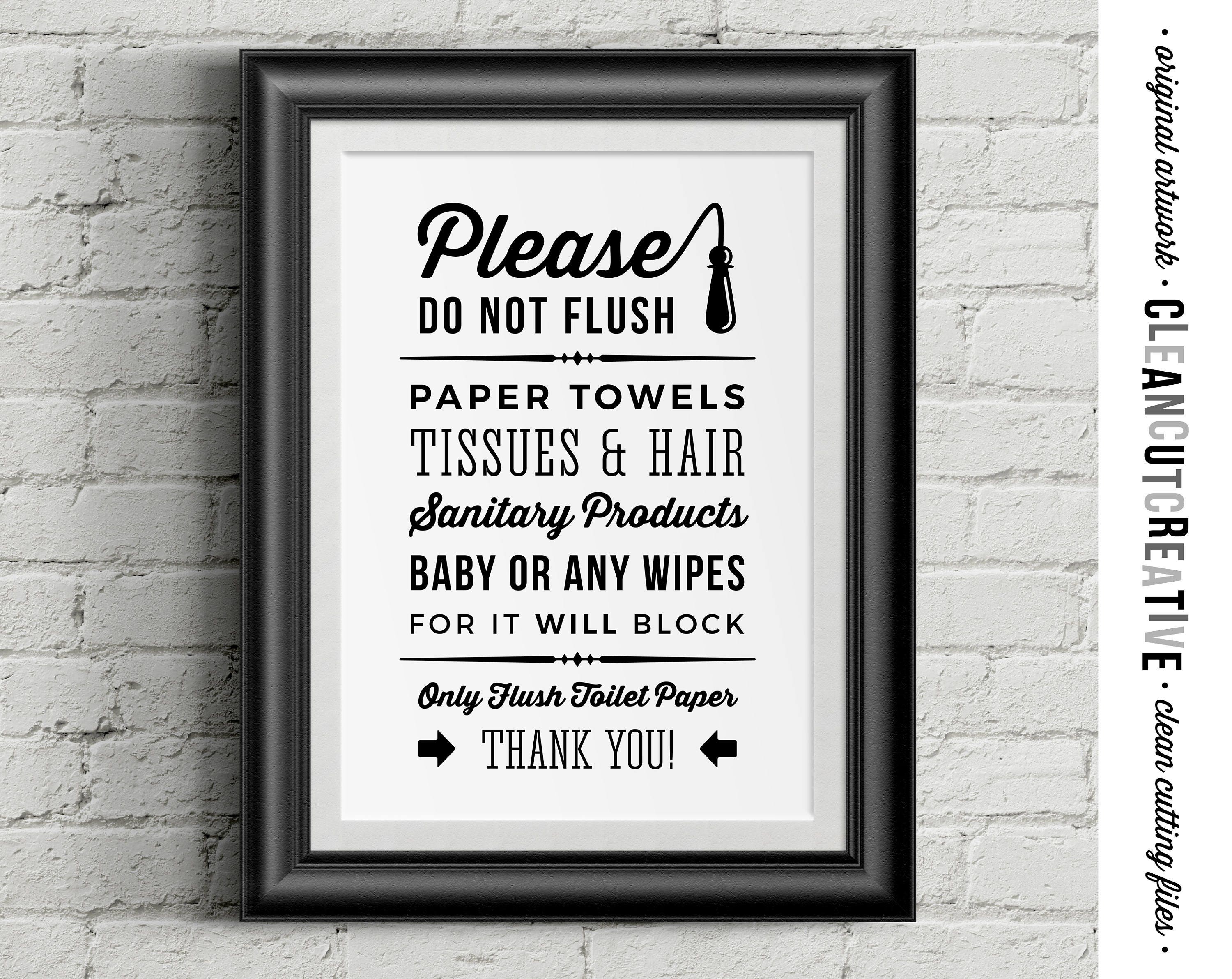 Do Not Flush Toilet Sign Paper Only Printable Artwork Septic
