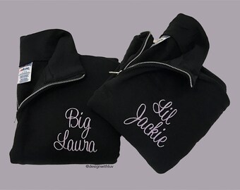 big little sorority, sorority sweatshirt, personalized sweatshirt, half zip pullover, sorority shirt, sorority gift, big little sweatshirt
