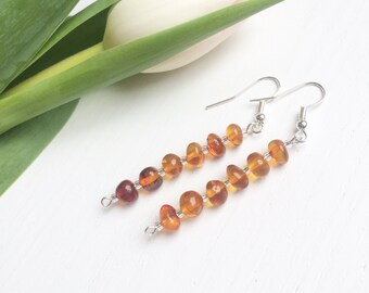 Genuine Amber Earrings, Baltic Amber Earrings, Amber Earrings, Amber Jewelry, Natural Gemstone Earrings, Modern Clip On, Jewelry Gifts