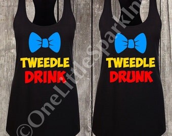 Tweedle Dee and Tweedle dum Alice in wonderland epcot food and wine shirt disney couple disney drinking Tweedle drink Tweedle Drunk shirt