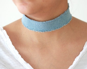 Distressed Denim Choker in 3 different shades / Jean Choker