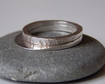 Lot De 2 Bagues Empilables En Alliage De Zinc - Anneaux Réglables, Style Fiançailles Ou Fantaisie, Neuves Avec étiquettes