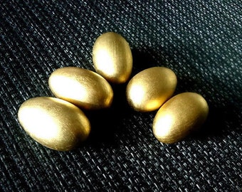 Golden Easter Eggs/ Easter 5 Wooden Eggs/ Waldorf Easter Eggs in Bag