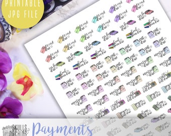 Functional Phrases for Payments – PRINTABLE Planner Stickers for Erin Condren, Happy Planner, Personal-Sized Planners, etc