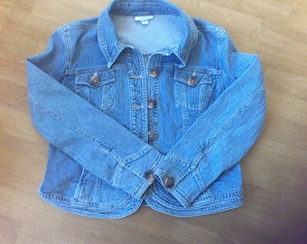 Women's Denim Jacket XL, faded denim Jacket, women's outer ware,
