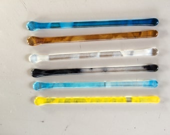 Multicoloured fused glass drinks stirrers / swizzle sticks