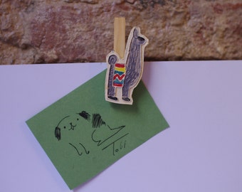 Ceramic Lamas Clothespins/ Wooden Clothespin/ Clips/ Ceramic Hairpin