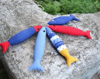 Fish garland Nautical decor Fish wall decor Blue fish Red fish Nautical garland Fishing decorations Fish theme Boys room decor Sea nursery