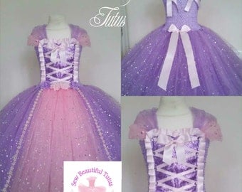 Rapunzel Tower Princess Sparkle Ball Gown Girl tutu dress - Fun Party Outfit Fancy Cute Birthday