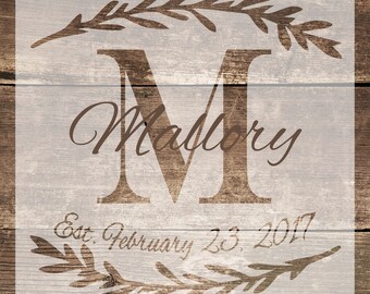 Personalized Monogram Name STENCIL // Customized Name Stencil // Wedding Stencil // DIY Decor