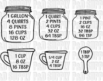 Download Measurements SVG Kitchen Conversion SVG, Measuring Cups ...