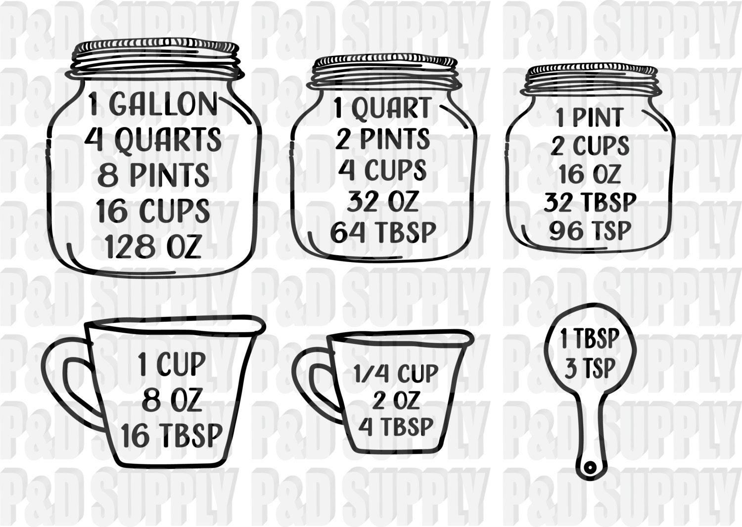 Download Measuring Equivalents SVG DXF Vector Digital Cut file for