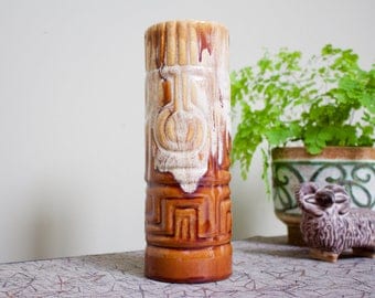 Kad Yad: Vintage Israeli Ceramic Vase in Fat Lava Style