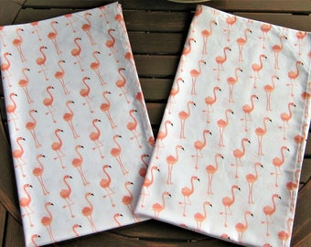 Flamingo Tea Towels, Set of 2 Tea Towels, Kitchen Towels, Dish Towels, Cotton Tea Towels