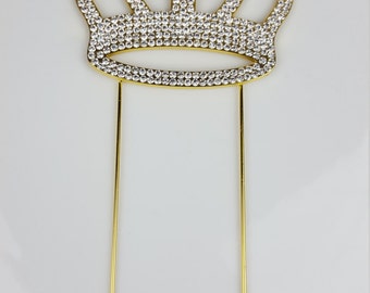 Rhinestone Gold Crown Cake Topper, Silver Rhinestone Crown Cake Topper, Crown Cake Topper, Rhinestone Cake Topper
