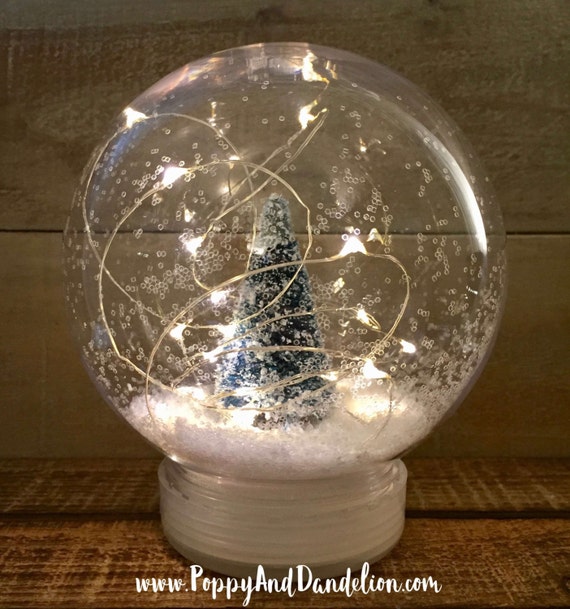 Plastic Snow Globe with LED String Lights