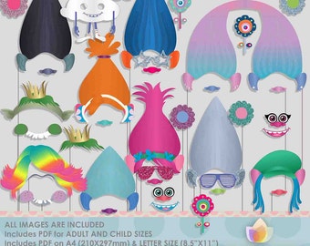 SALE!! Cute Troll dolls Photo Booth Props for colorful troll party