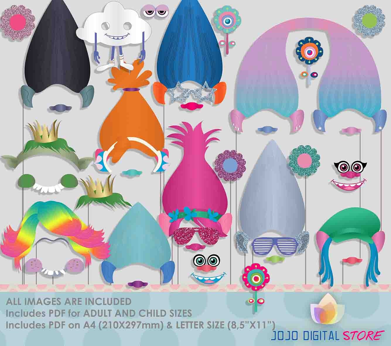 SALE Cute Troll dolls Photo Booth Props for colorful troll